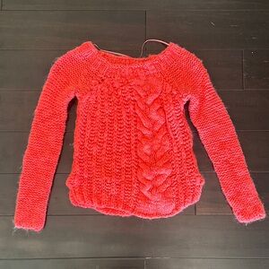 Free People Hot Pink Cable Knit Sweater